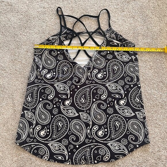 Open back Crisscross Black & White Paisley Mini Dress L - Picture 7 of 7